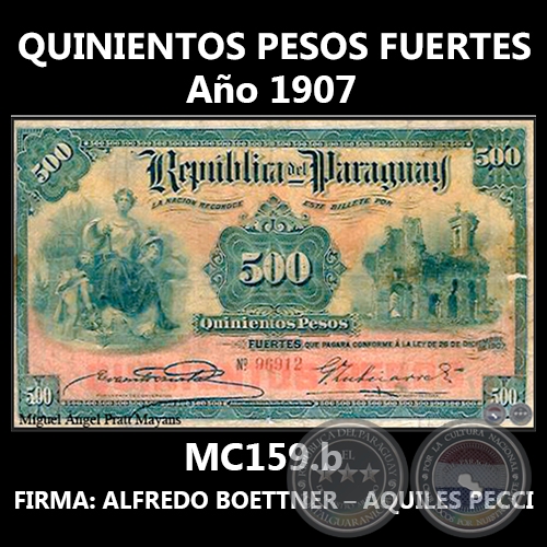 QUINIENTOS PESOS FUERTES - MC159.b - FIRMA: ALFREDO BOETTNER – AQUILES PECCI